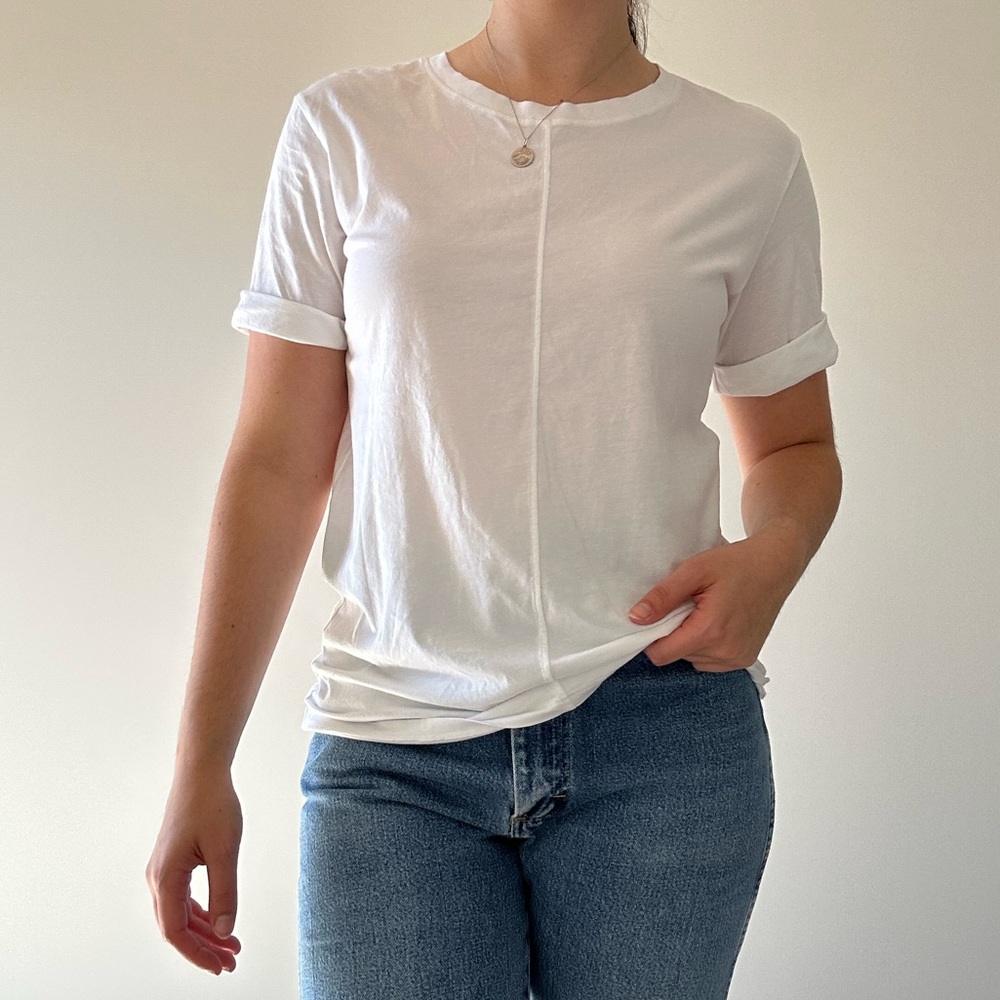 AG White Tee Crewneck